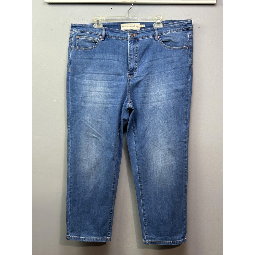Soft Surroundings Jeans‎ Womens 20W Blue Light Wash Cropped Relaxed Stretch